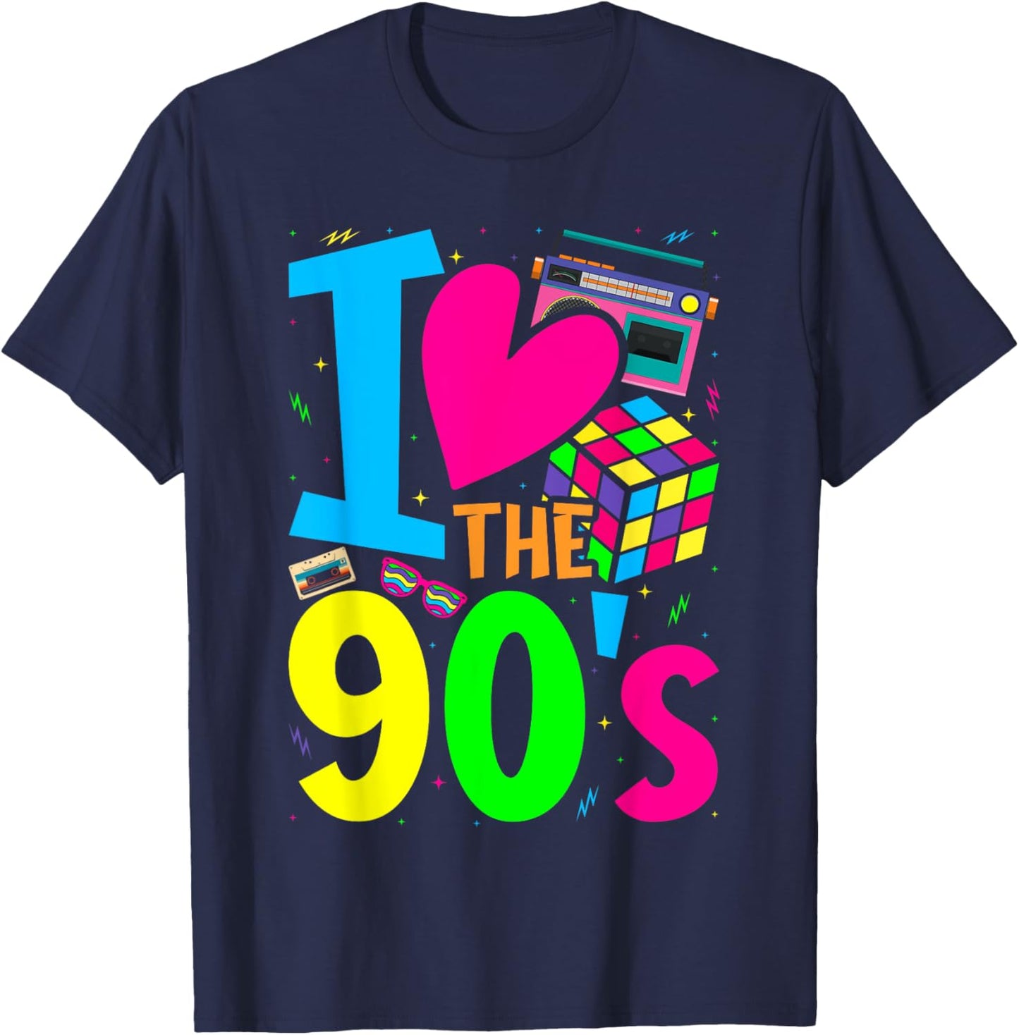 I Love The 90s Clothes and Men Party Funny T-Shirt - T-Shirt | Navy