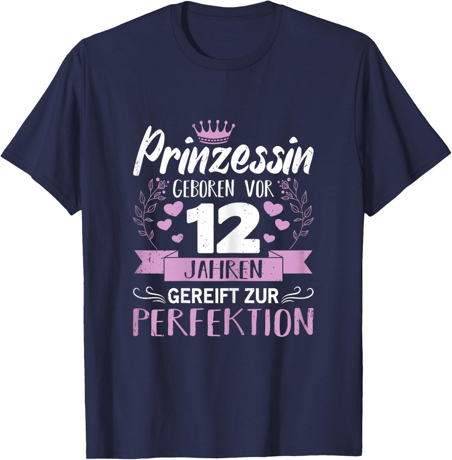 12th Birthday Girl Princess 12 Years Gift , black, s T-Shirt - T-Shirt | Navy