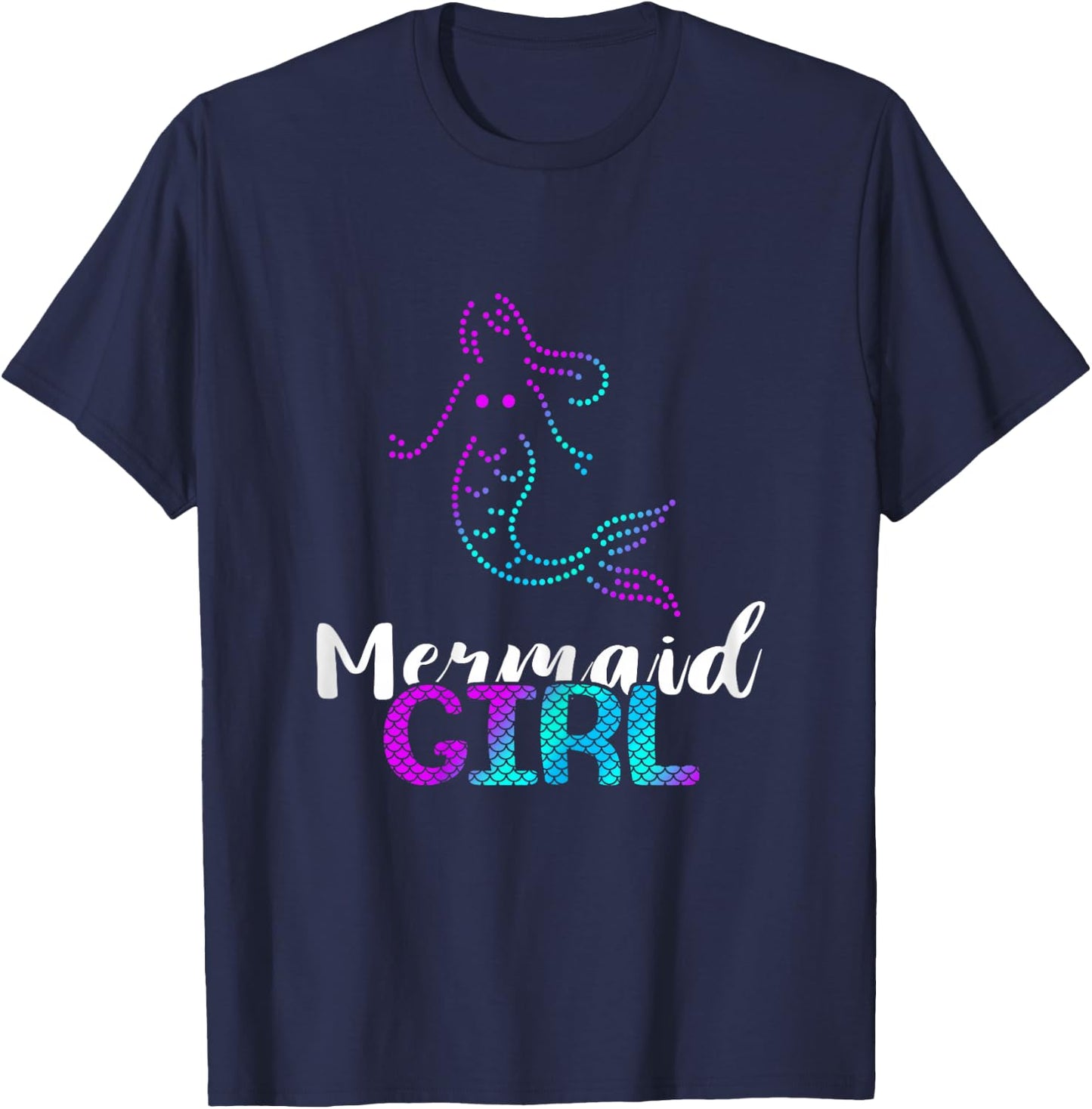 Aqua Mermaid Girl Clamshell Sea Creature Mermaid Love T-Shirt - T-Shirt | Navy