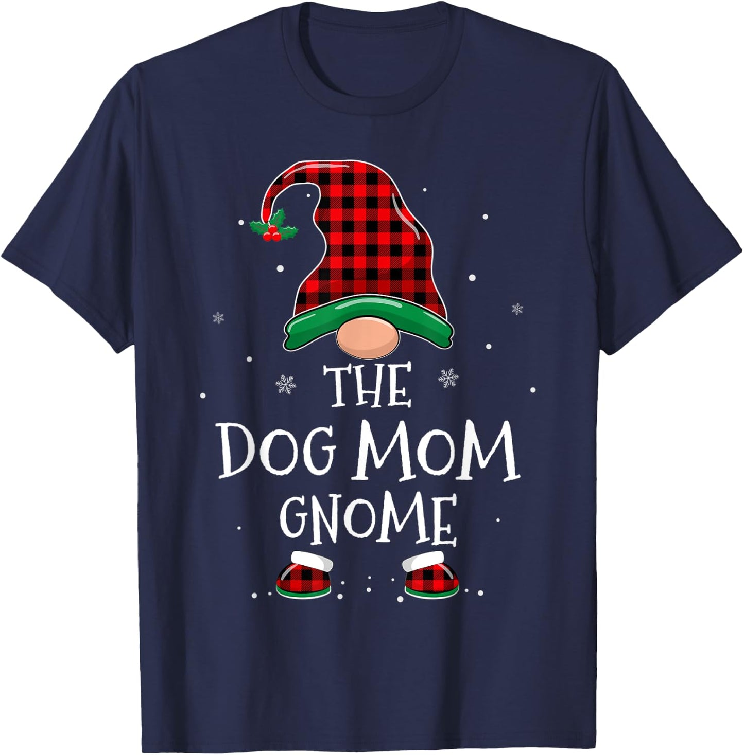 Dog Mom Gnome Xmas Family Matching Plaid Christmas Gnomes T-Shirt - T-Shirt | Navy
