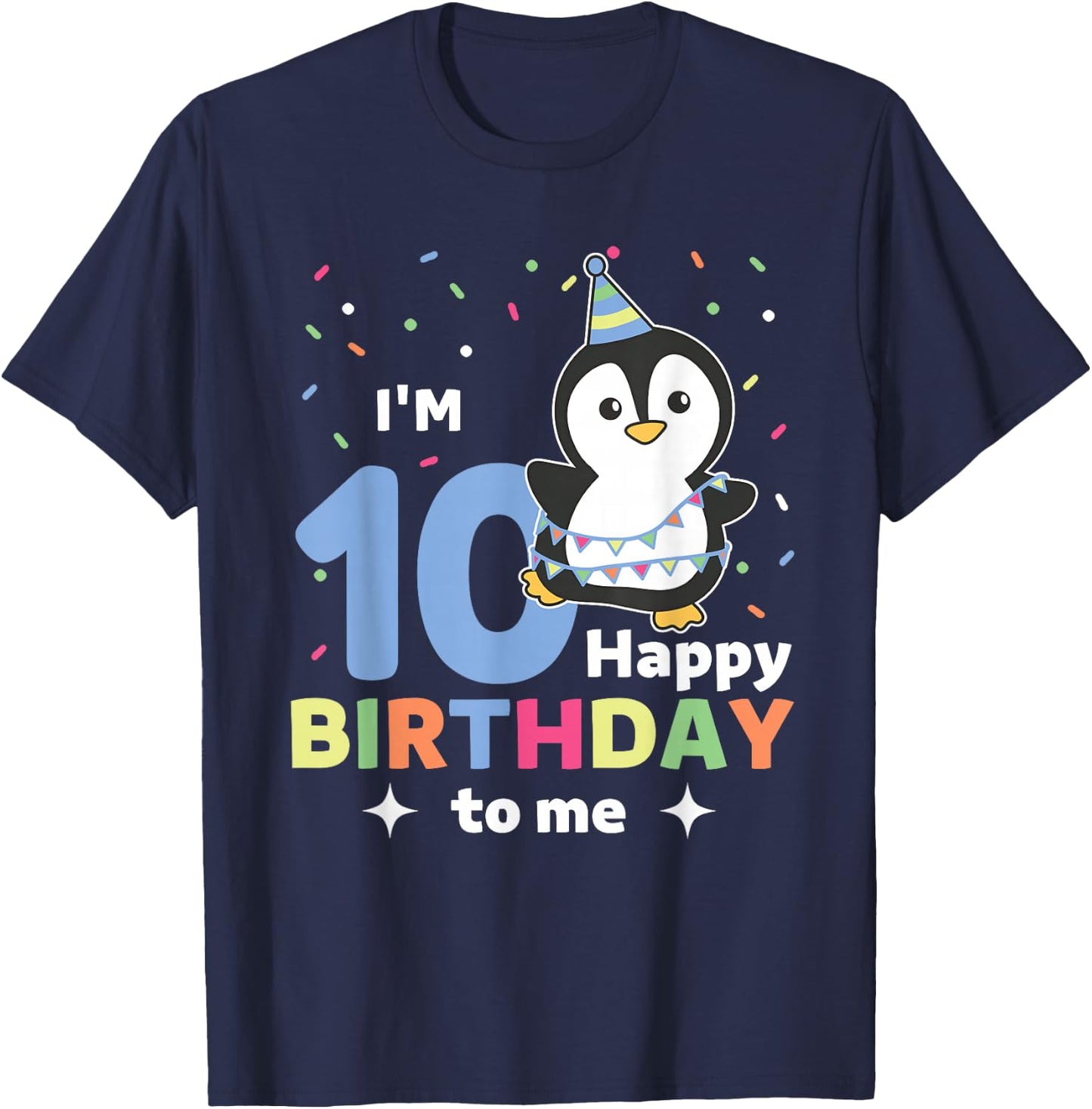 10th Birthday Penguin for Kids Ten Years Old Penguin T-Shirt - T-Shirt | Navy