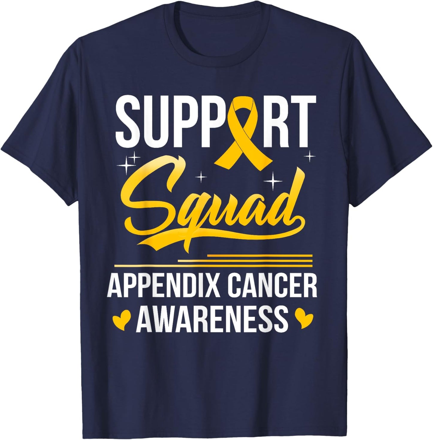 Support Squad Appendix Cancer Awareness amber Men Women T-Shirt - T-Shirt | Navy