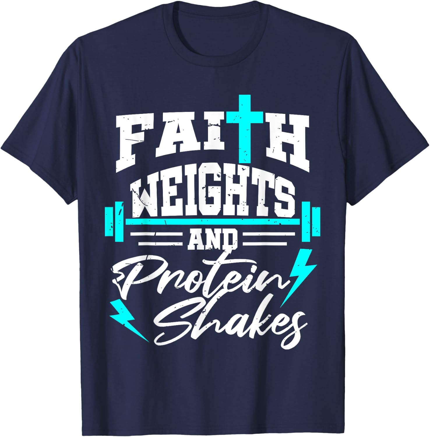 Christian Workout Fitness Weightlifting Body Building Gift T-Shirt - T-Shirt | Navy
