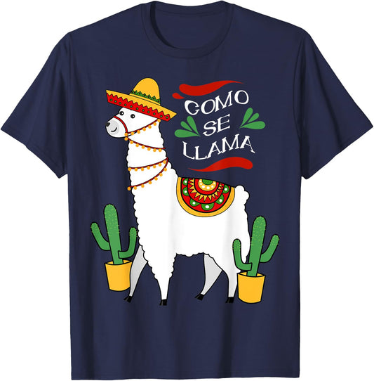 Como Se Llama Cactus Cute Cinco De Mayo Drink Shirt T-Shirt - T-Shirt | Navy