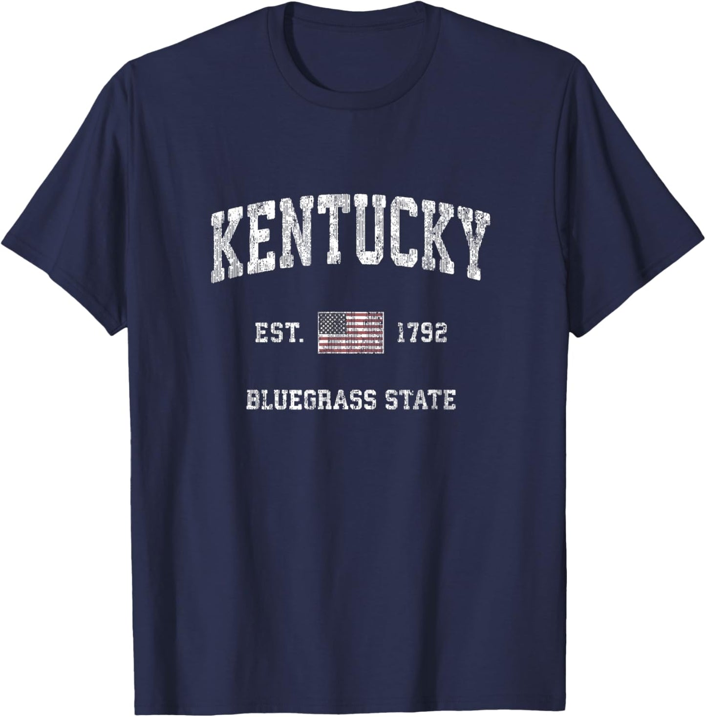 Kentucky KY Vintage Sports Design American Flag T-Shirt - T-Shirt | Navy
