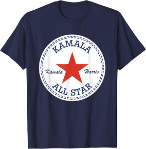 Kamala Harris Converse Logo Election Shoes , black T-Shirt - T-Shirt | Navy