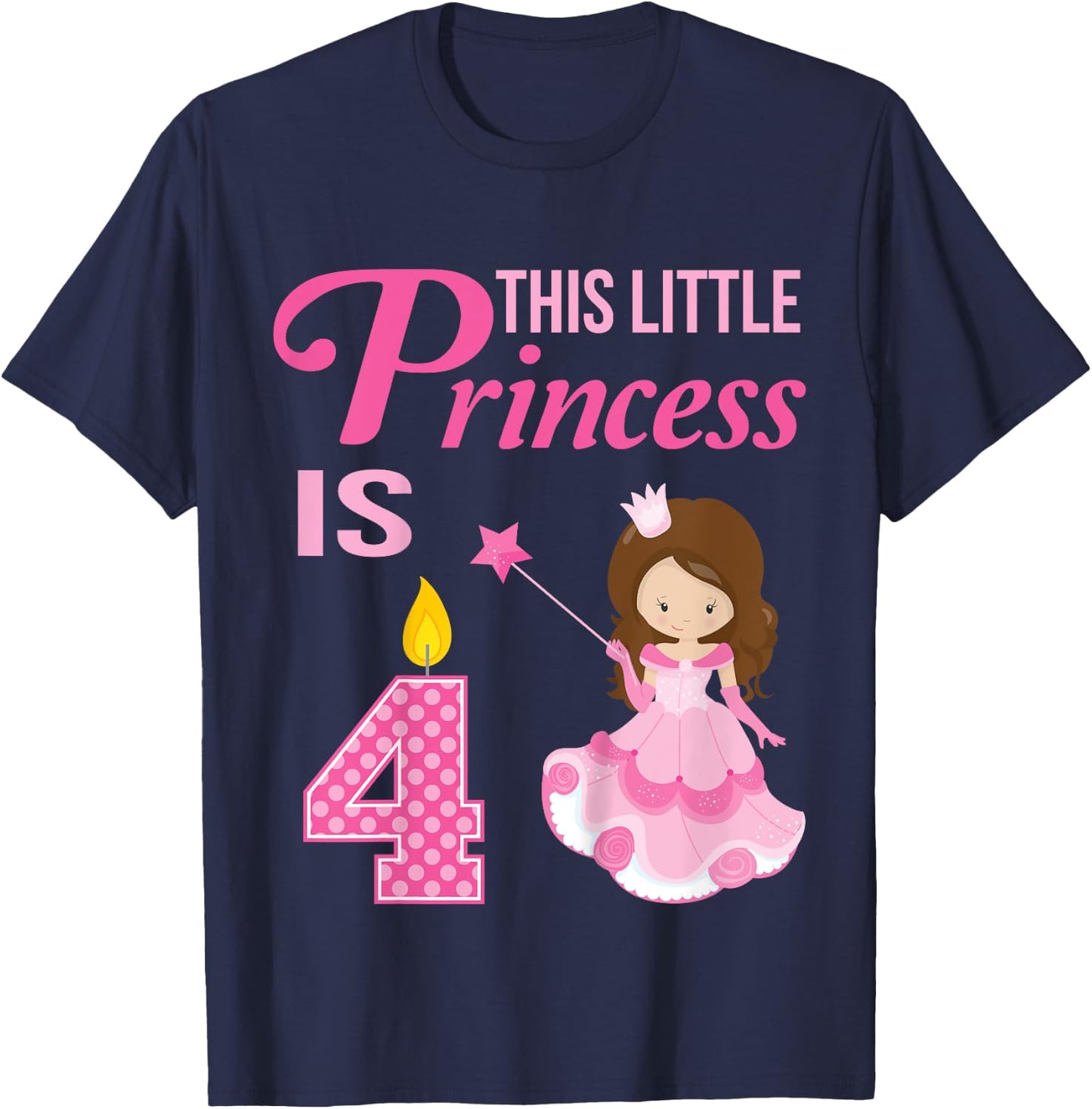 4th Birthday Girls Princess 4 Year Old Fairy Tale T-Shirt - T-Shirt | Navy