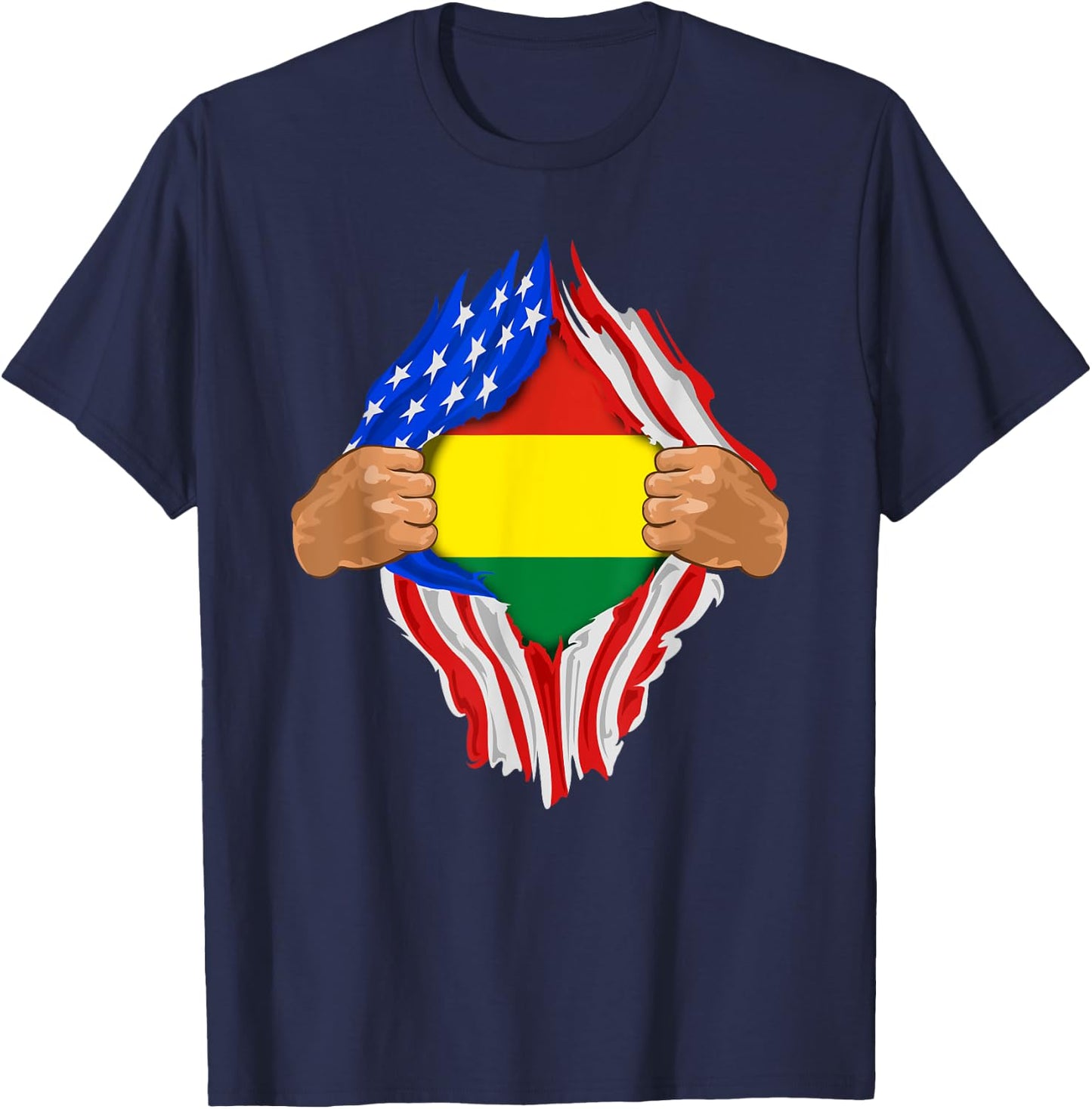 Bolivian Blood Inside Me | Bolivia Flag Gift T-Shirt - T-Shirt | Navy