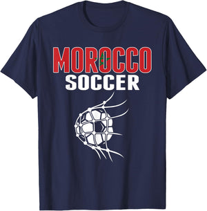 Morocco Soccer Ball In Net - Moroccan Football Supporters T-Shirt - T-Shirt | Navy