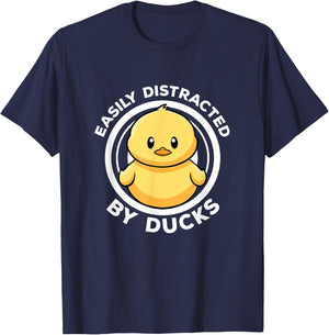 Easily Distracted By Ducks I Love Duck Lovers Funny Duck T-Shirt - T-Shirt | Navy