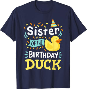 Sister Of The Birthday Duck Boy Rubber Duck Bday Family T-Shirt - T-Shirt | Navy