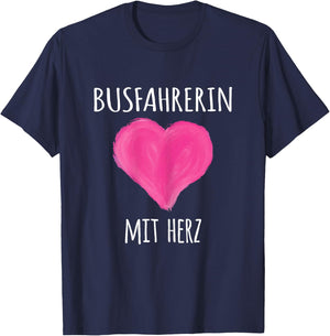 Busfahrerin Mit Herz T-Shirt - T-Shirt | Navy