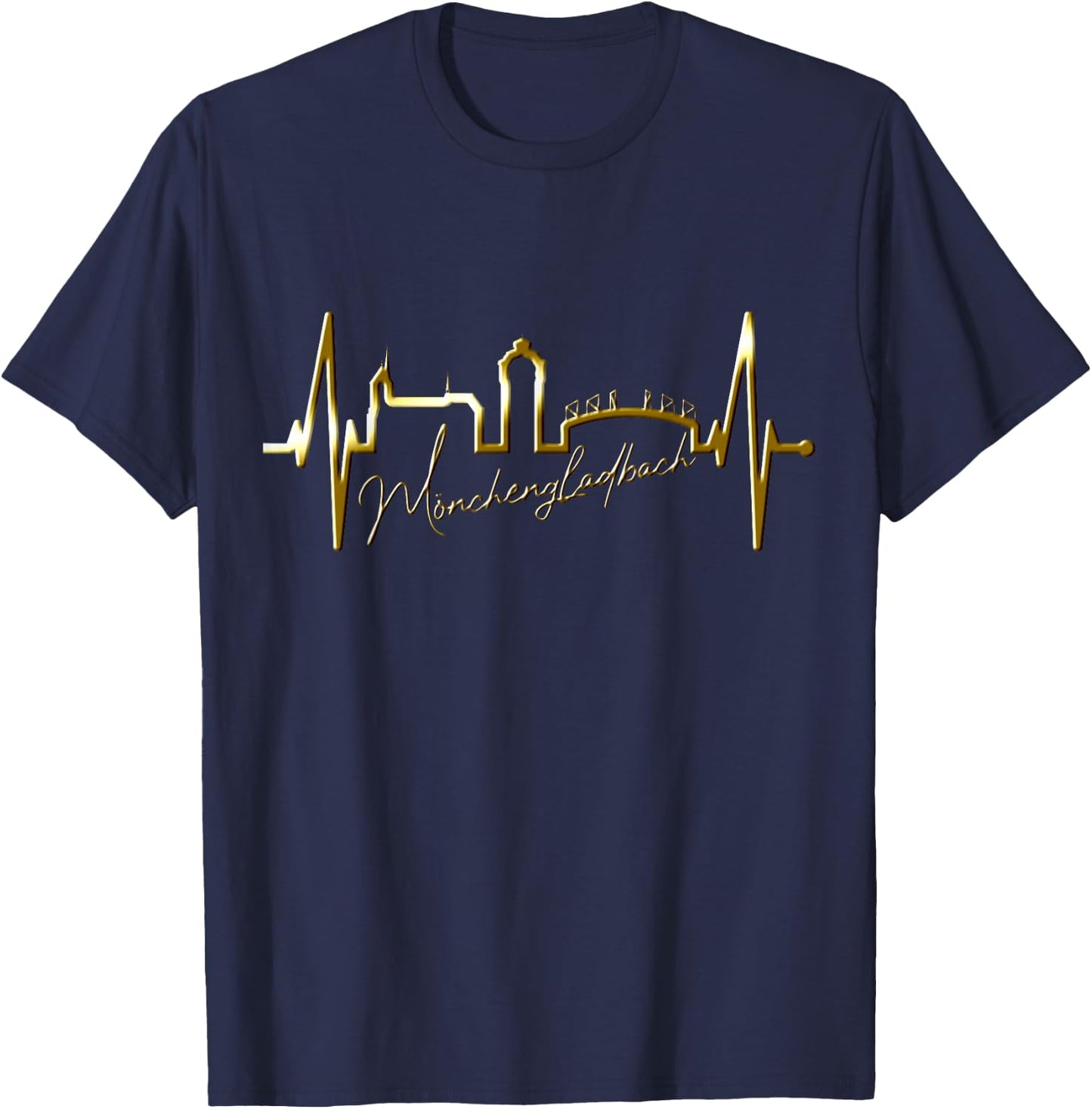 Mönchengladbach Skyline Herzschlag Fan Liebe Mönchengladbach T-Shirt - T-Shirt | Navy