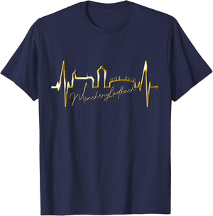 Mönchengladbach Skyline Herzschlag Fan Liebe Mönchengladbach T-Shirt - T-Shirt | Navy
