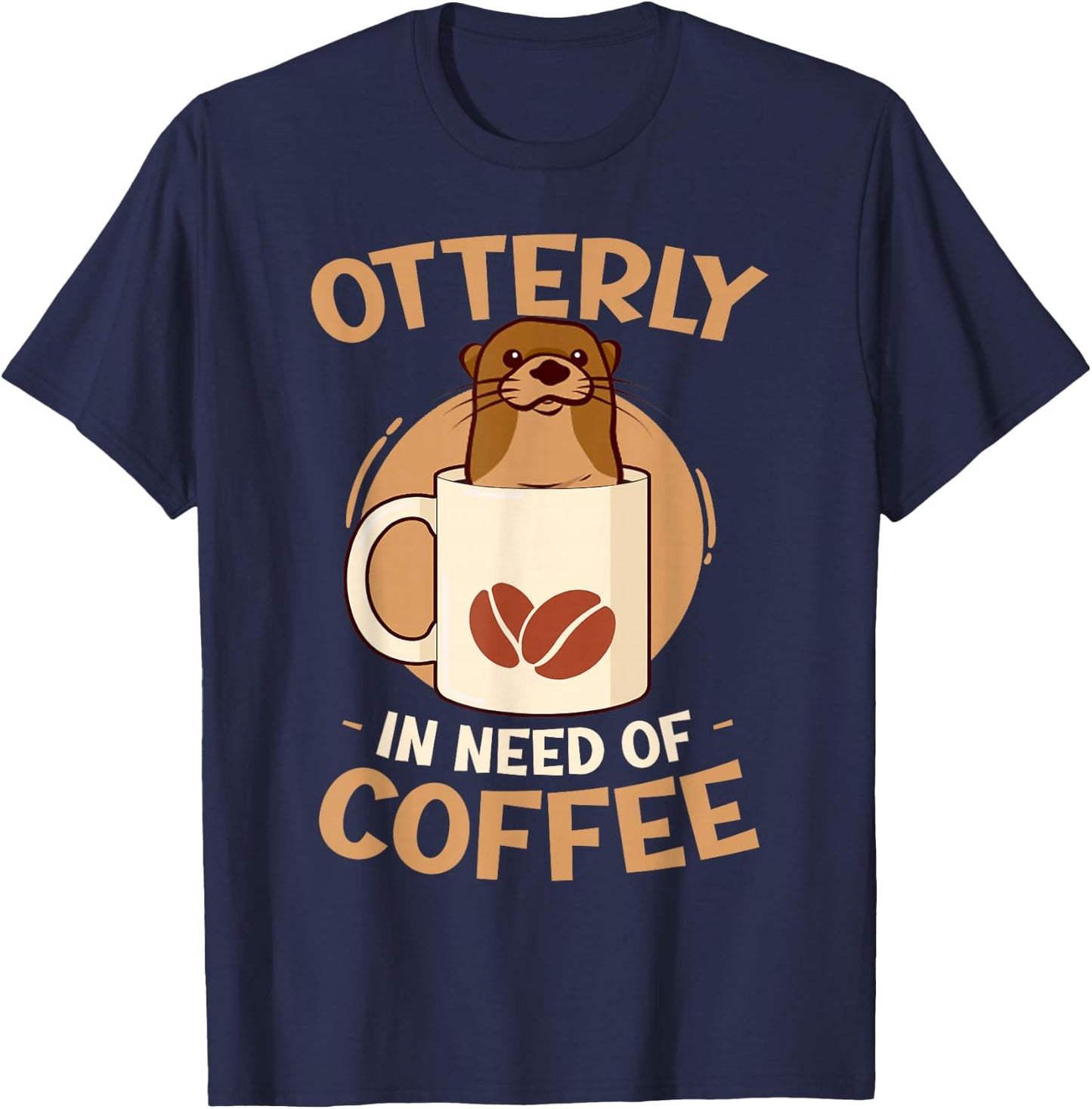 Otter Coffee Men Women T-Shirt - T-Shirt | Navy