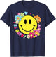 Be Happy Yellow Smile Face Hippie Smiling Face Groovy Retro T-Shirt - T-Shirt | Navy