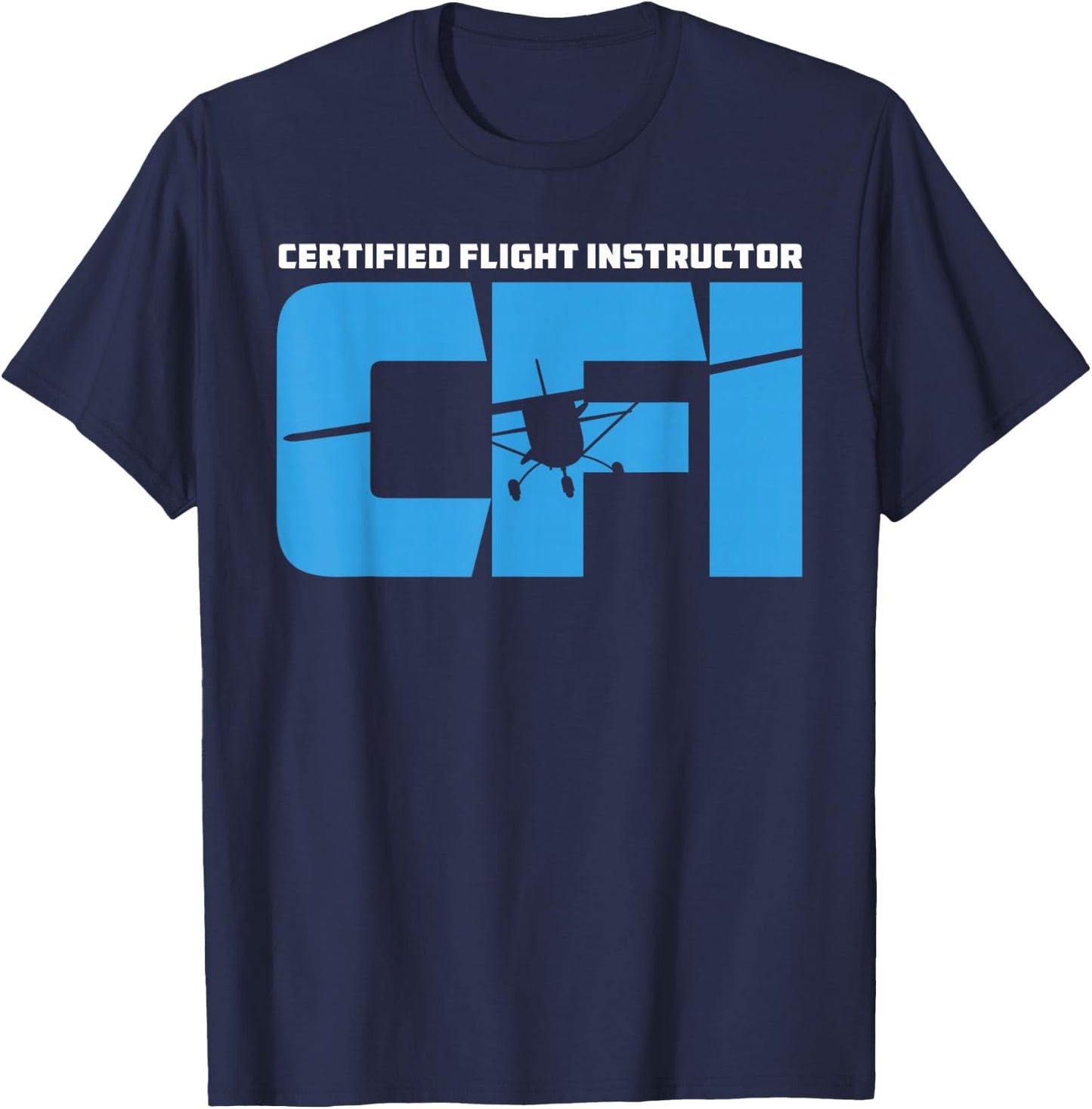 Certified Flight Instructor CFI Airplane Silhouette Design T-Shirt - T-Shirt | Navy