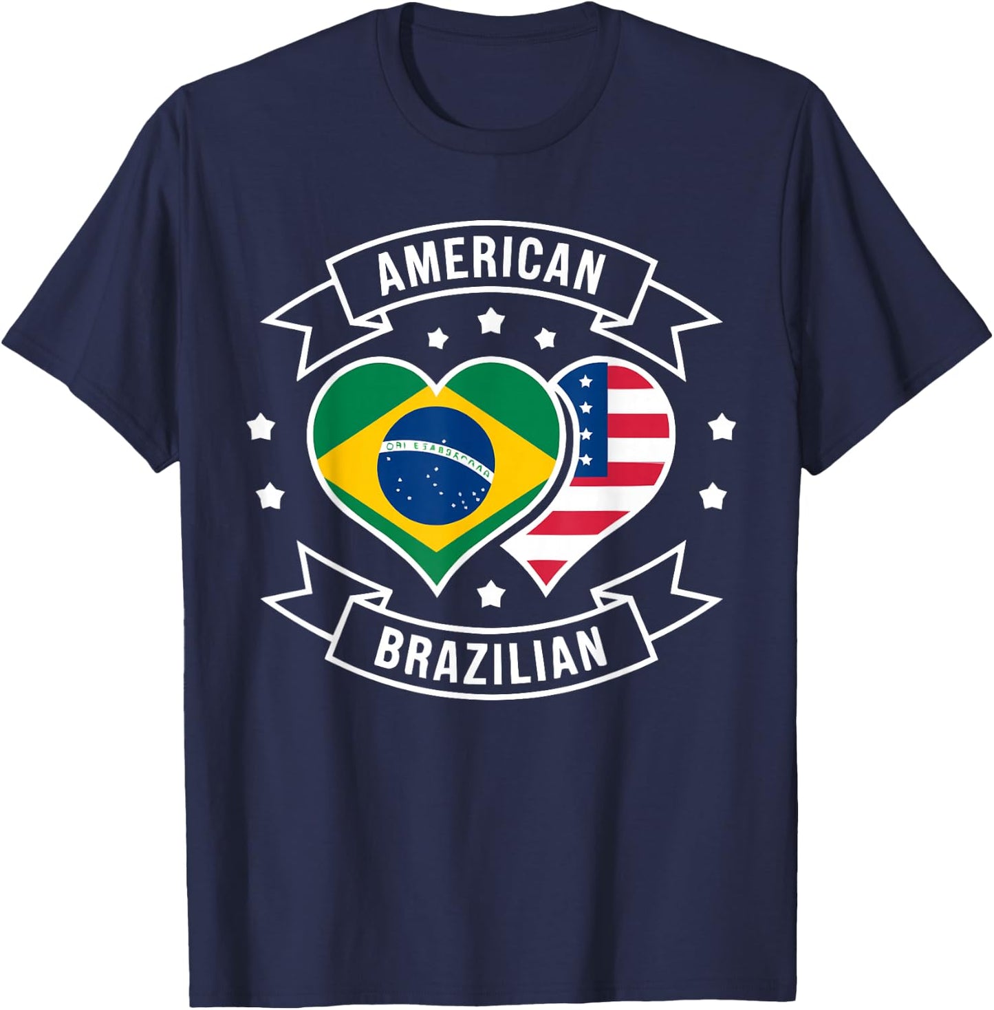 Half American Half Brazilian USA Flag Brazil America T-Shirt - T-Shirt | Navy