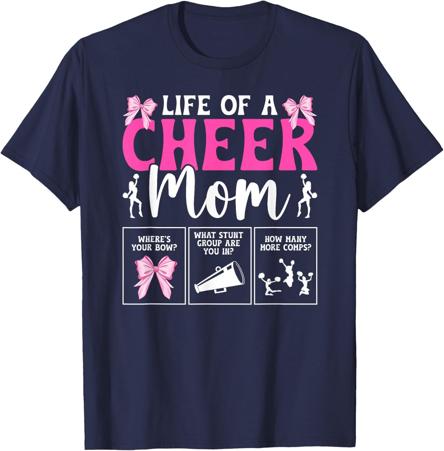 Life Of A Cheer Mom Cheerleading Mom Of A Cheerleader Mother T-Shirt - T-Shirt | Navy