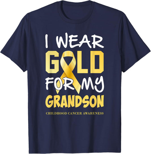 Childhood Cancer Awareness Gold For My Grandson T T-Shirt - T-Shirt | Navy