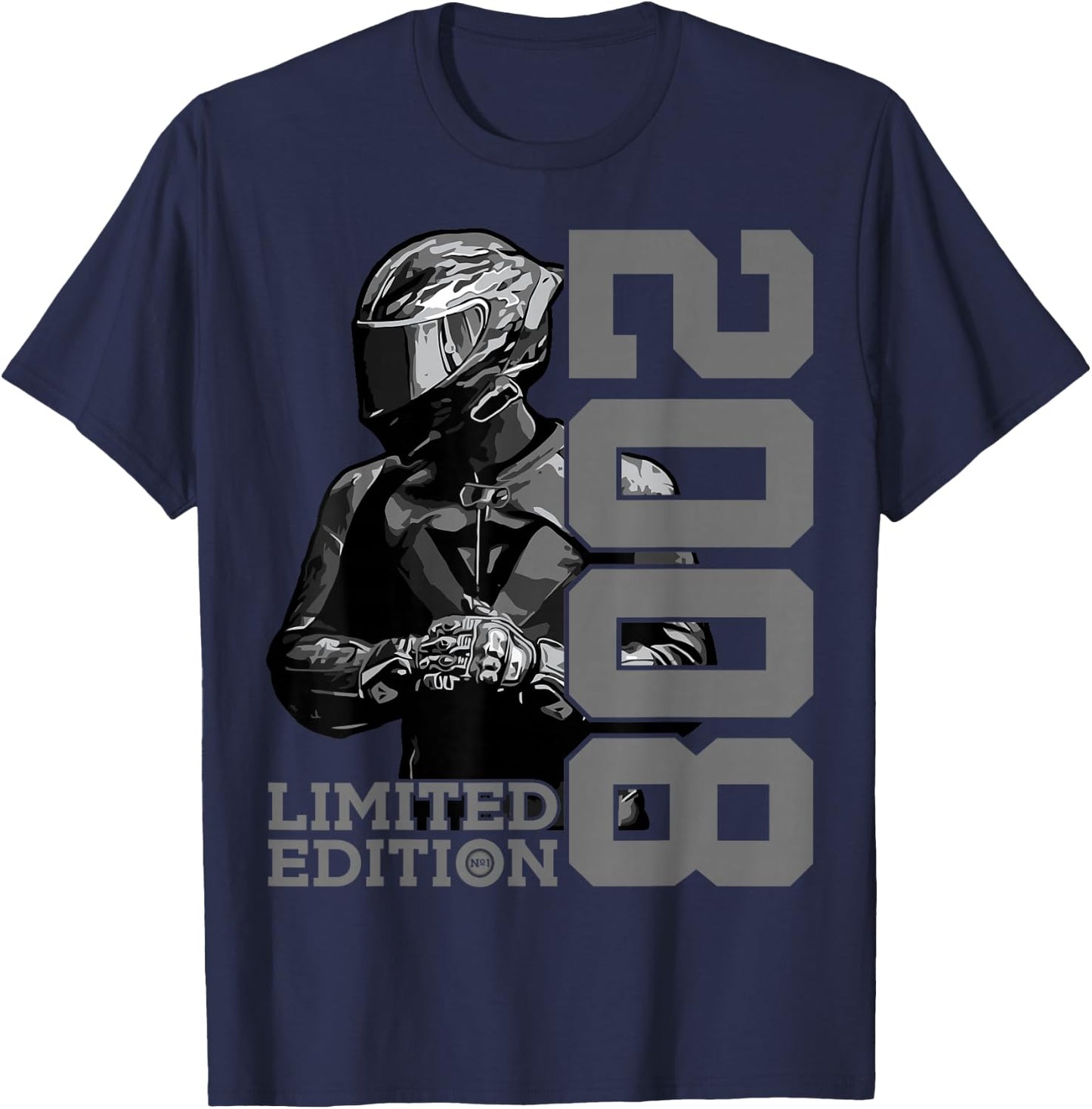 LIMITED EDITION 2008 BIKER MOTORCYCLE 17TH BIRTHDAY , black, S T-Shirt - T-Shirt | Navy