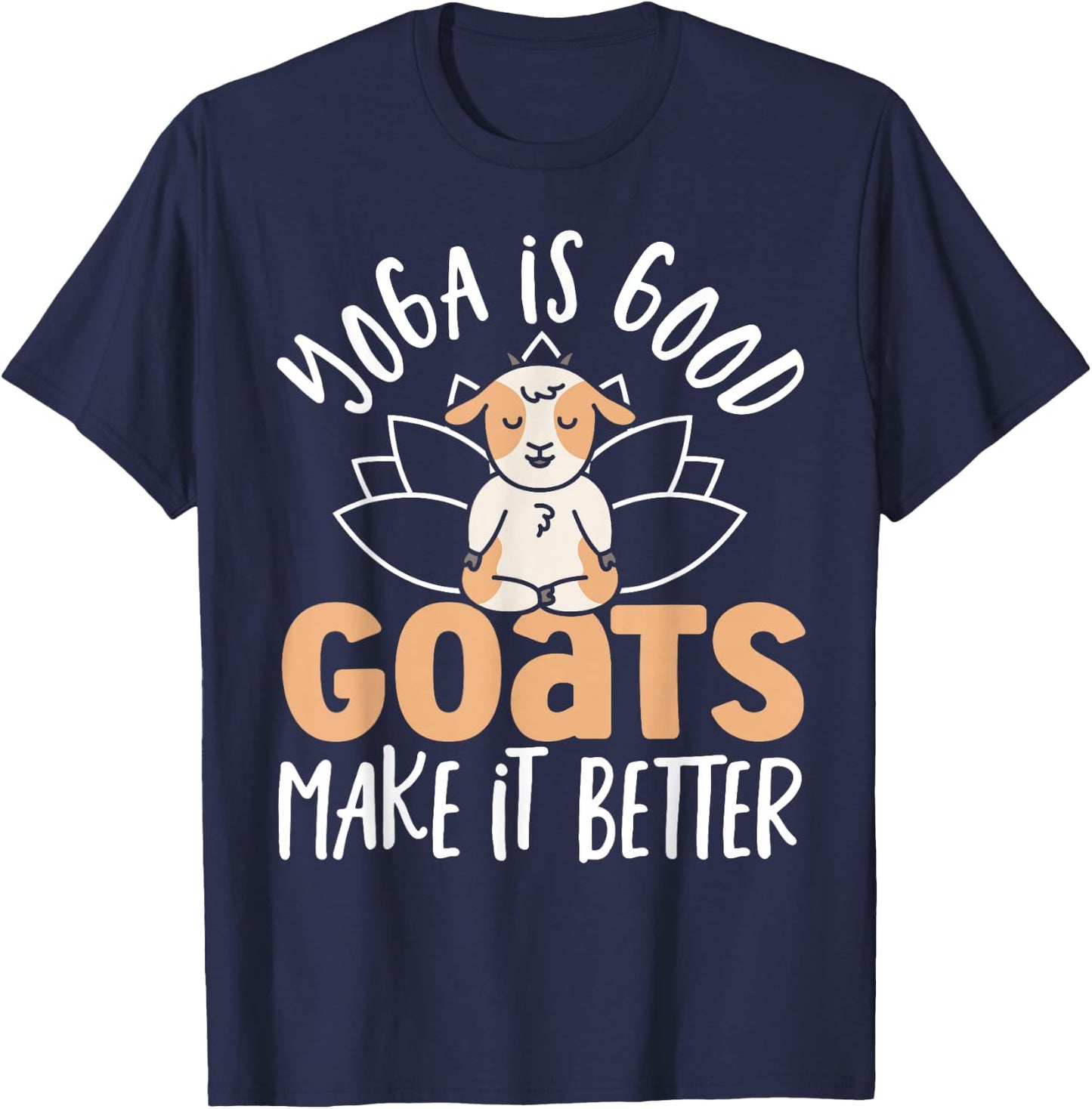 Yoga Goat Lotus Flower Yogi Women Meditation Goat Yoga T-Shirt - T-Shirt | Navy