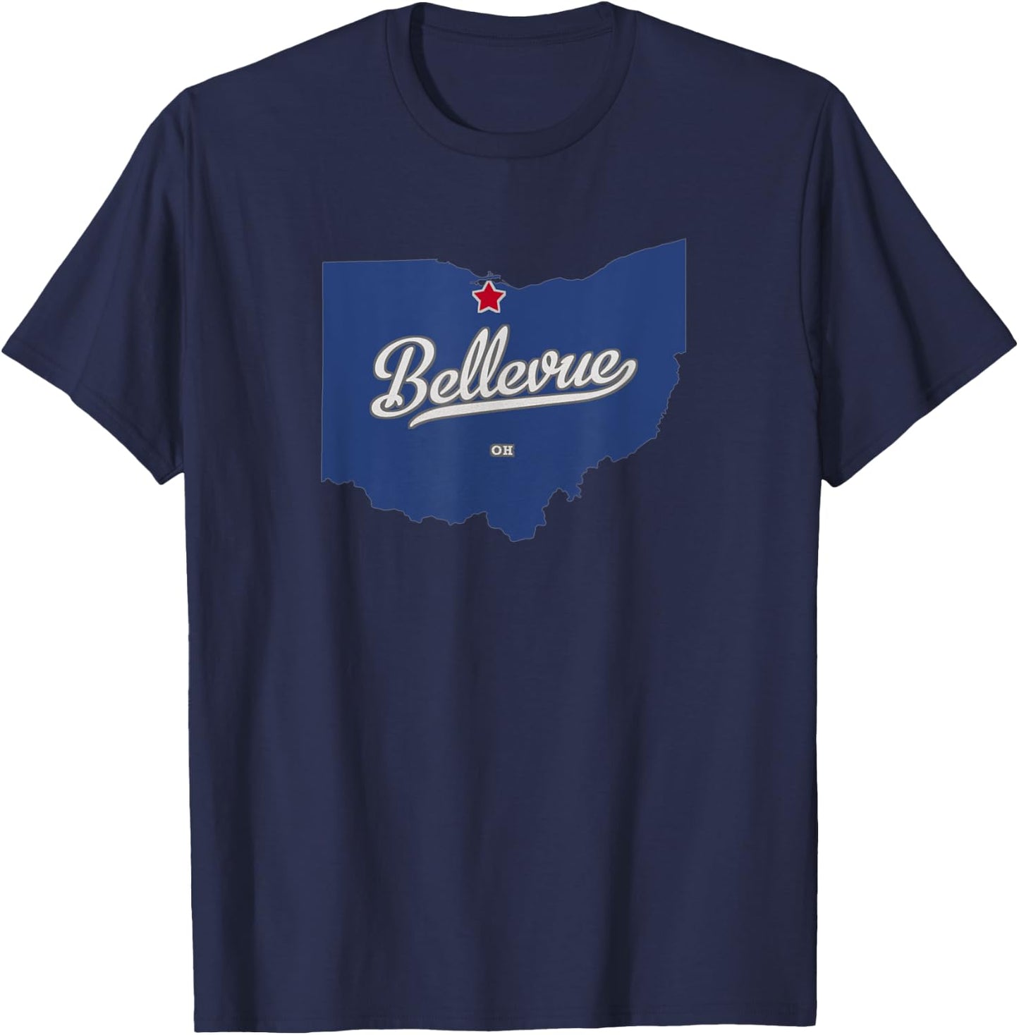 Bellevue Ohio OH Map T-Shirt - T-Shirt | Navy