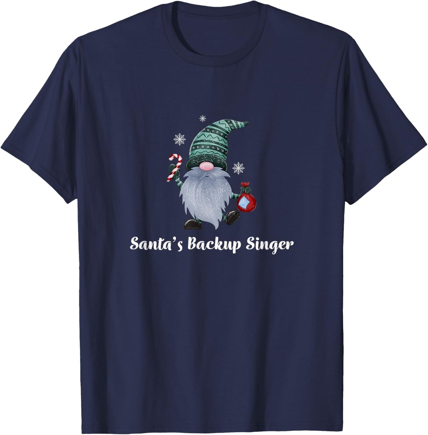 Santa's Backup Singer Christmas Gnome Fun T-Shirt - T-Shirt | Navy