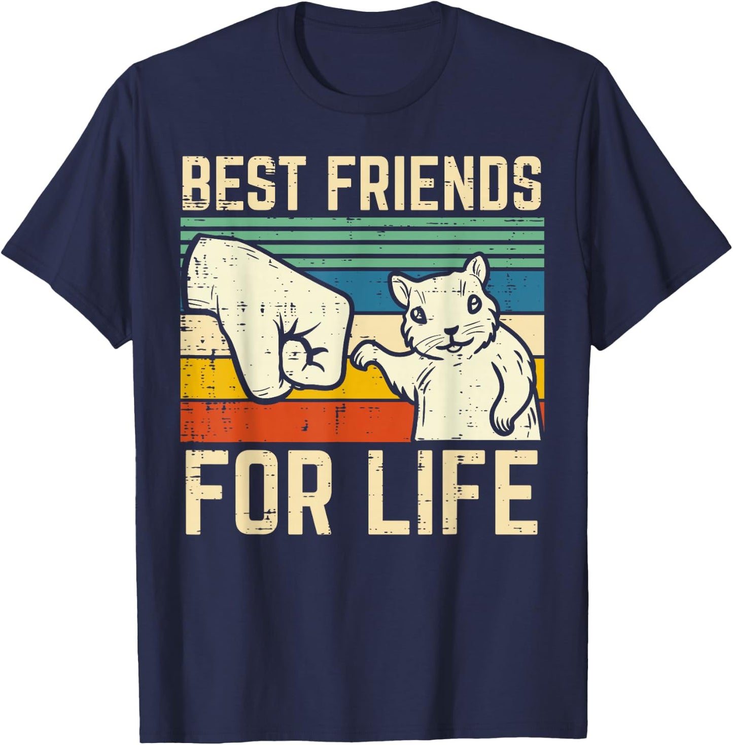 Squirrel Fist Bump Best Friends For Life Retro Men Women Kid T-Shirt - T-Shirt | Navy