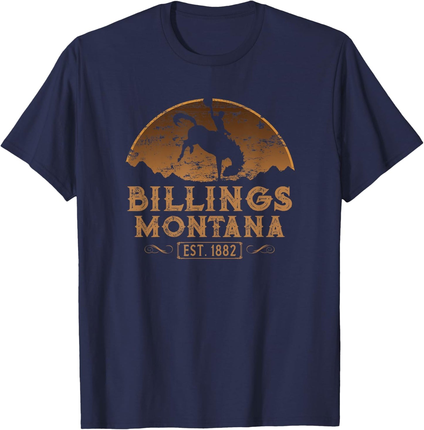 Billings Montana MT Rodeo Cowboy T-Shirt - T-Shirt | Navy