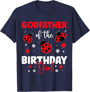Godfather Of The Birthday Girl Family Ladybug Birthday T-Shirt - T-Shirt | Navy