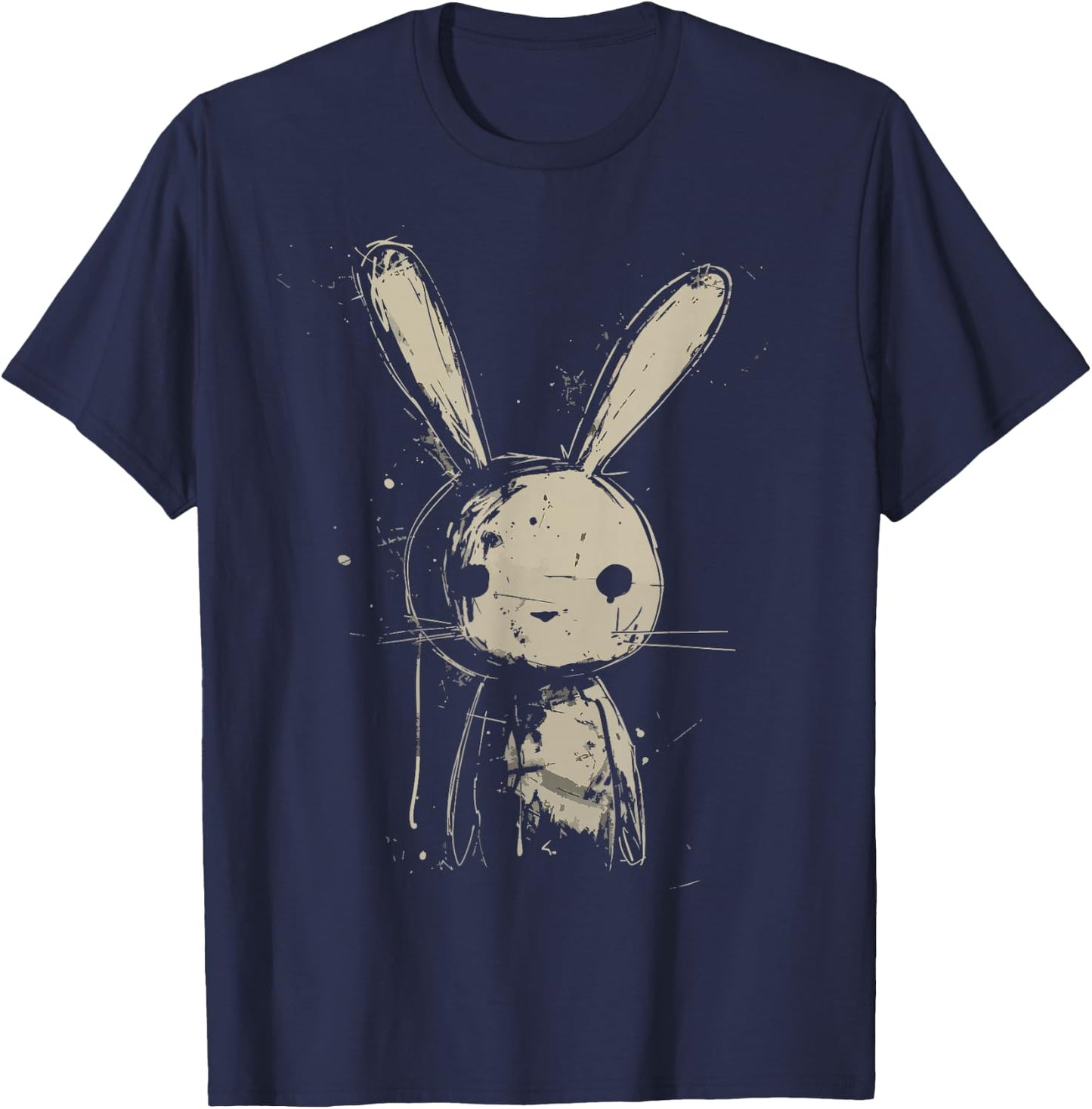 Grunge Bunny Creepy Cute Rabbit Goth Alt Scary Sad Aesthetic T-Shirt - T-Shirt | Navy