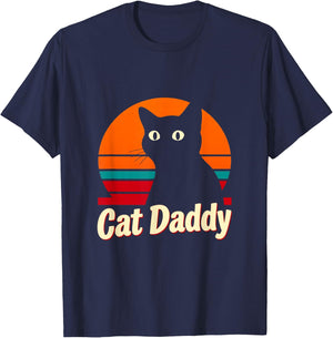 Cat Daddy Retro Cat T-Shirt - T-Shirt | Navy