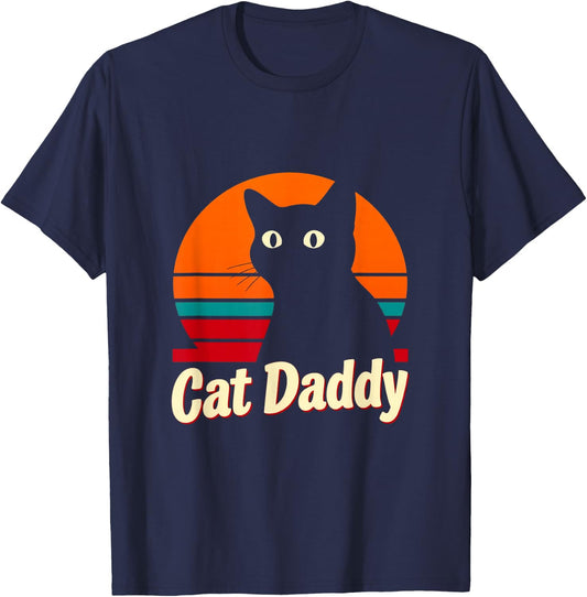 Cat Daddy Retro Cat T-Shirt - T-Shirt | Navy