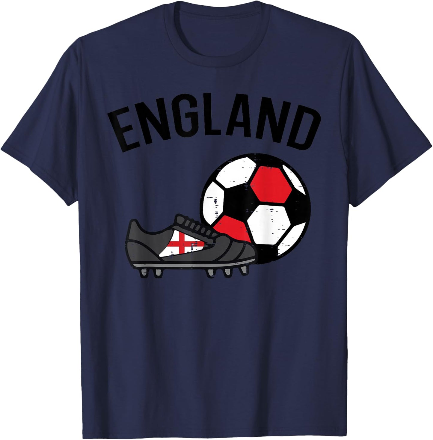 England Flag Soccer Ball Shoes Football Fan Men Women Kids T-Shirt - T-Shirt | Navy