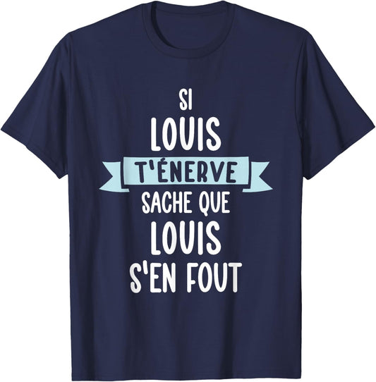 Gift Man Humour Name Personalised Louis , Black, S T-Shirt - T-Shirt | Navy