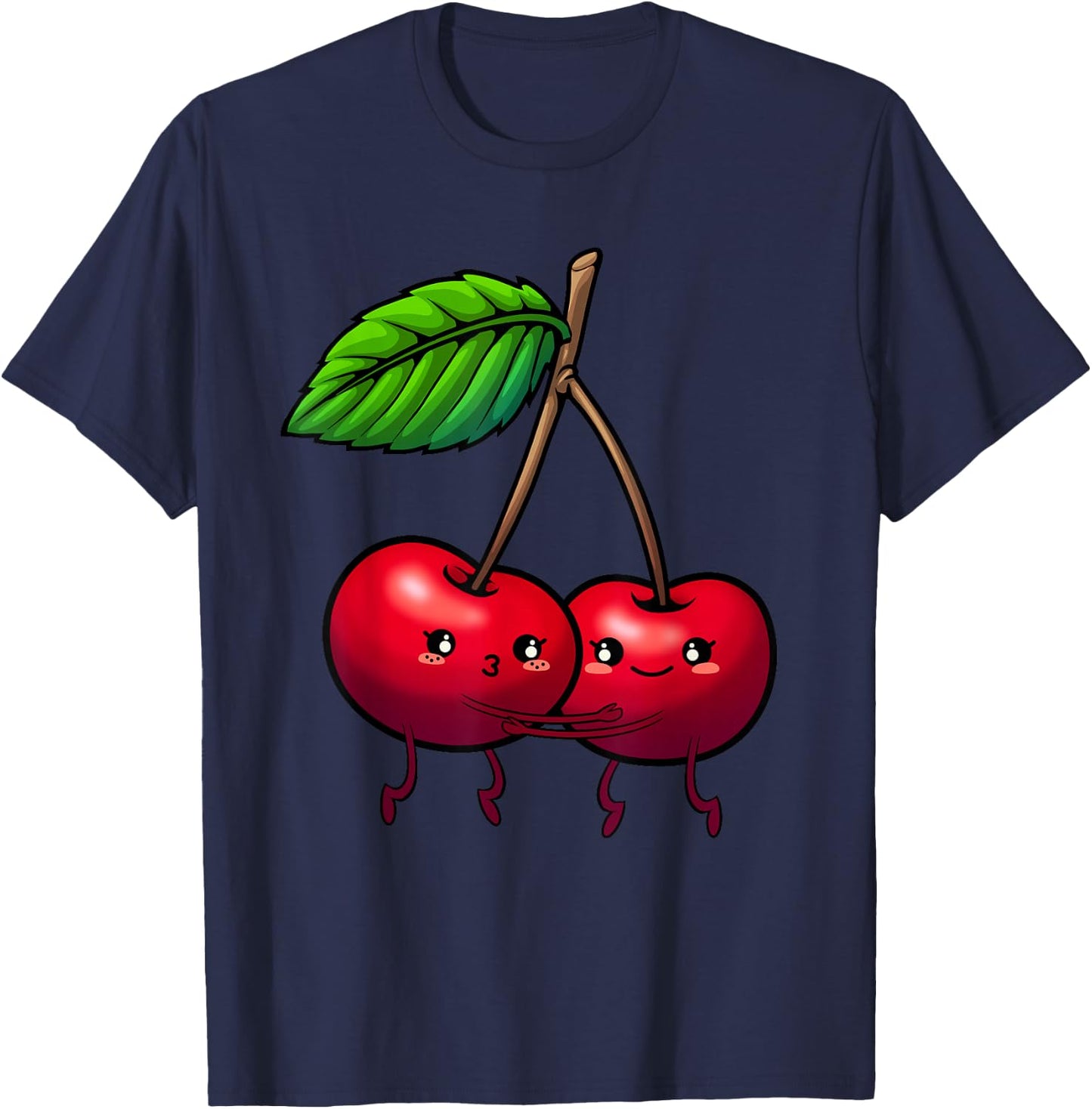 Cute Cherry Graphic Women Kids Red Cherries Print T-Shirt - T-Shirt | Navy