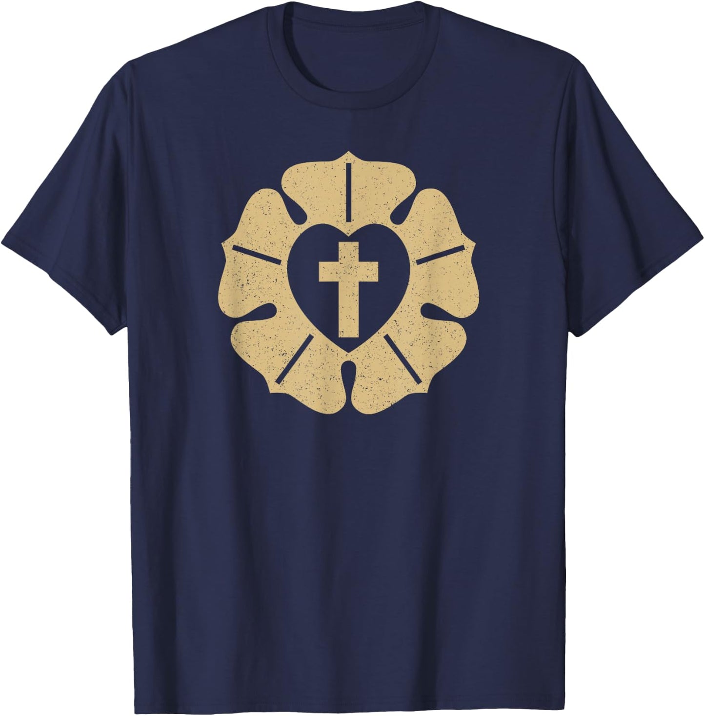 Luther Rose Seal Lutheran Symbol T-Shirt - T-Shirt | Navy