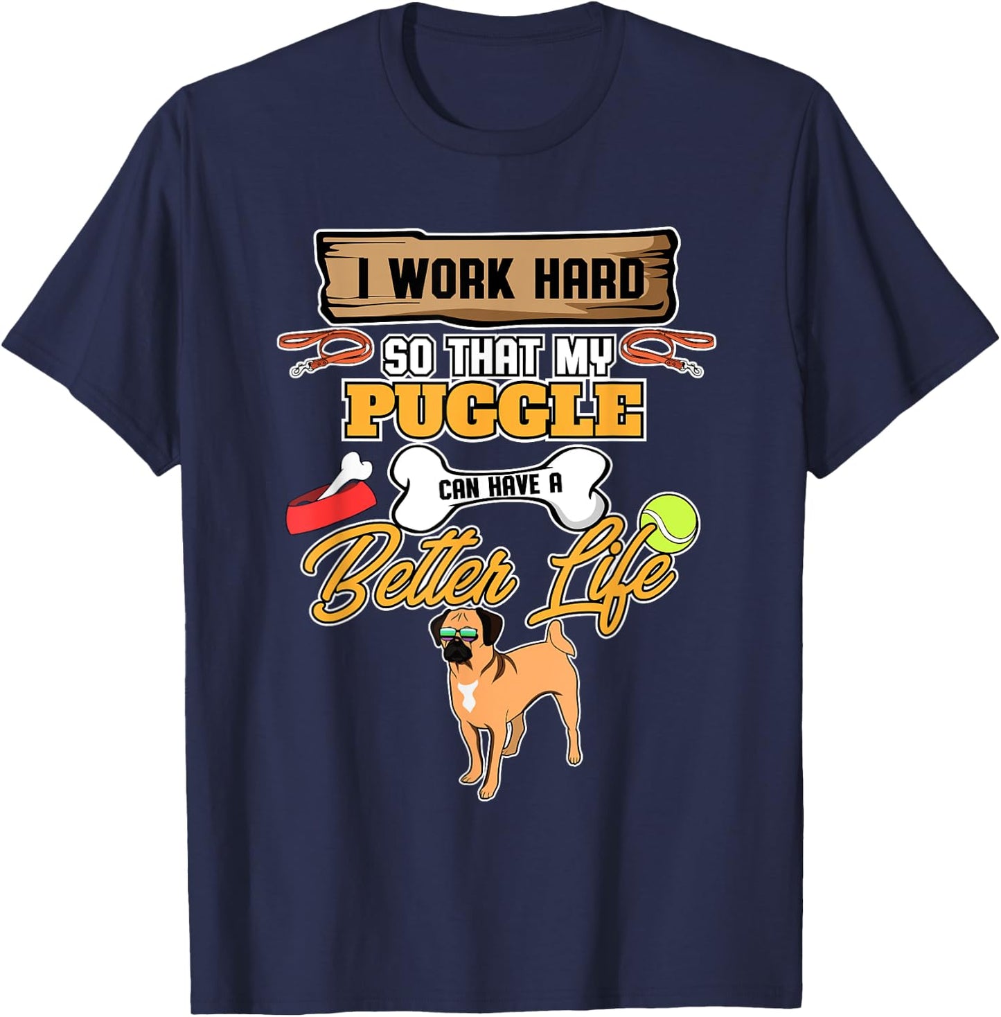 Puggle Lover I Dog Lover I Funny Puggle T-Shirt - T-Shirt | Navy