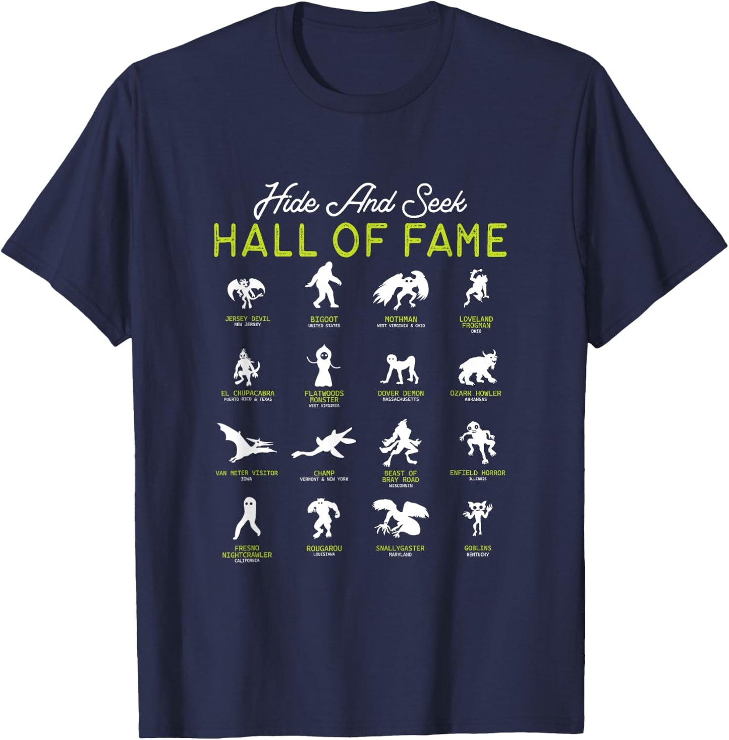 National Cryptid Society Bigfoot Cryptozoology Strangeology T-Shirt - T-Shirt | Navy