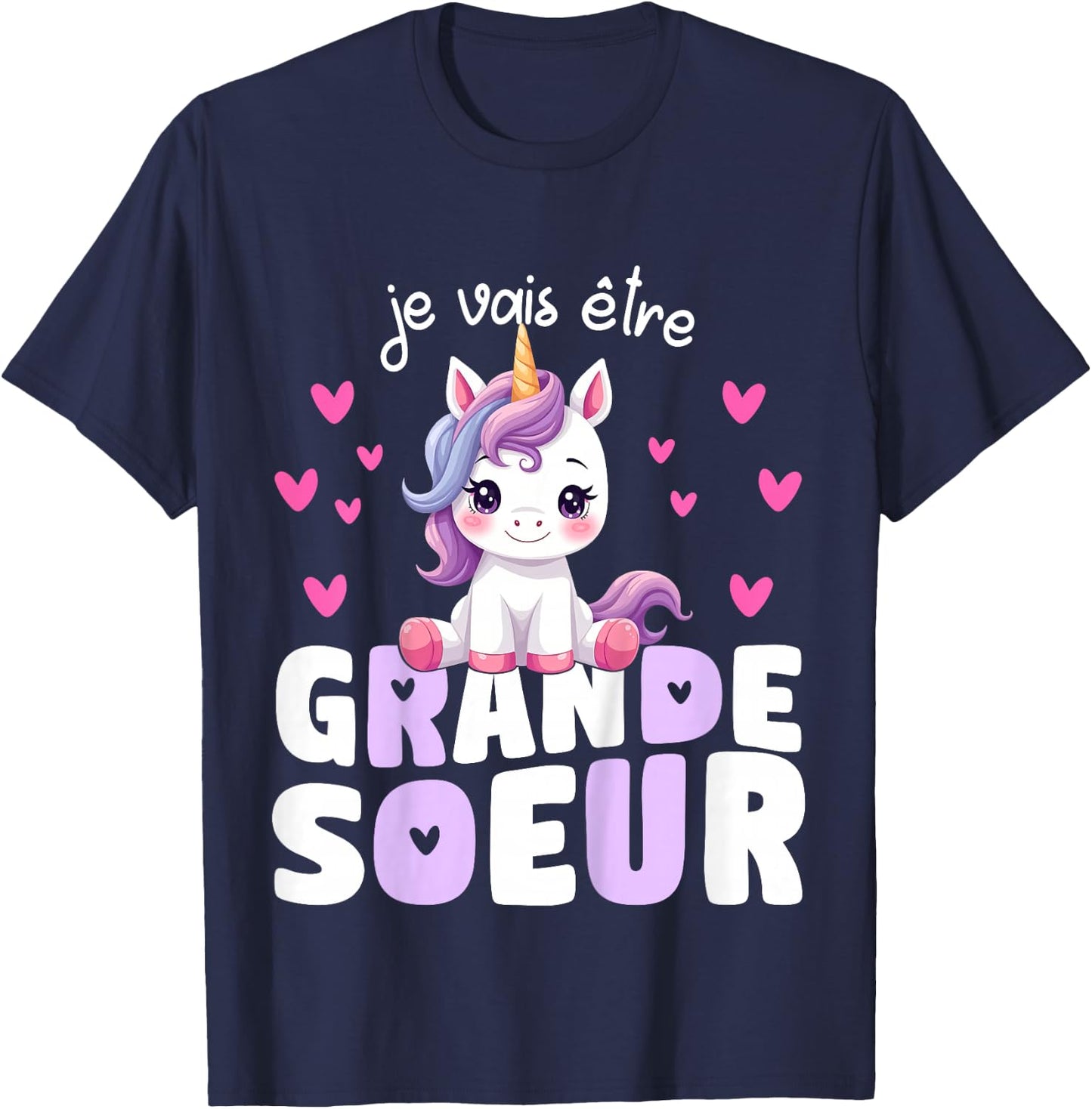 I Will Be Big Sister Unicorn Announcement Pregnancy Sister T-Shirt - T-Shirt | Navy