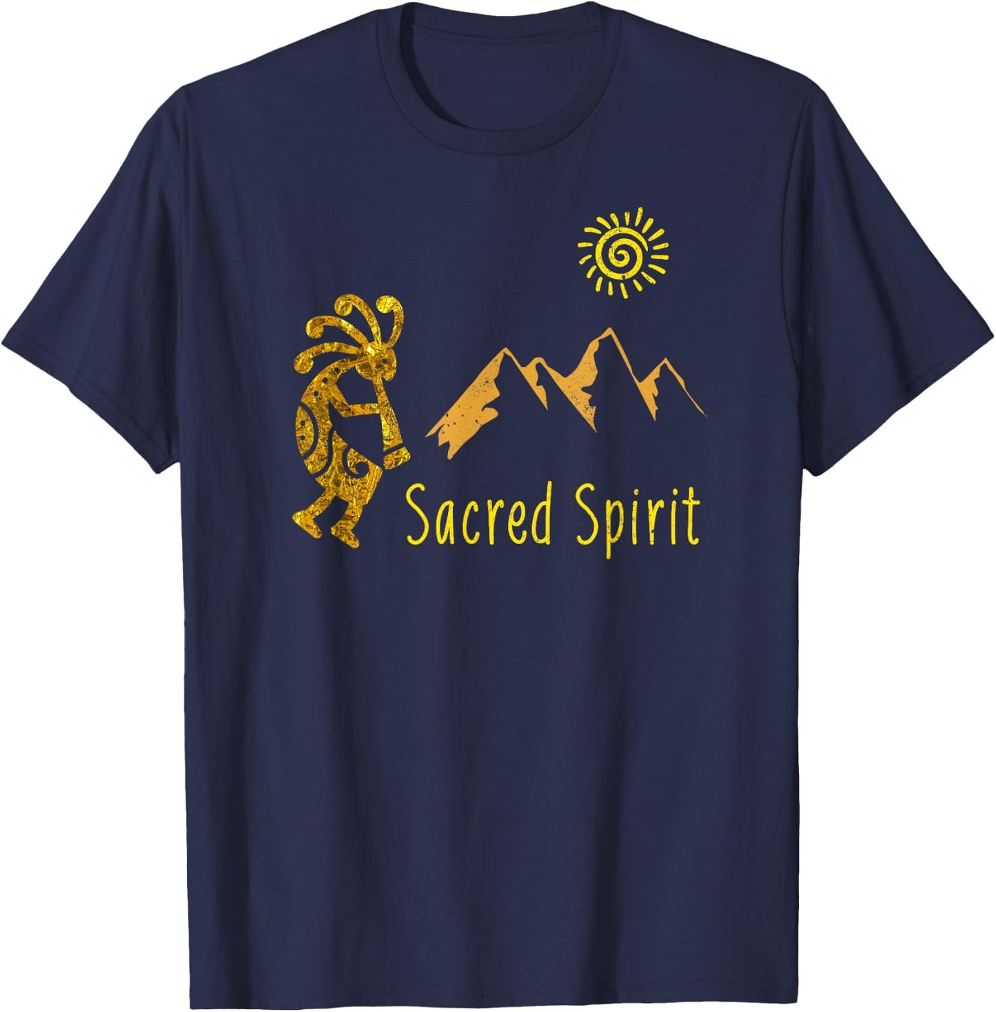 Sacred Spirit Shirts With Spiritual Kokopelli Flute Player T-Shirt - T-Shirt | Navy