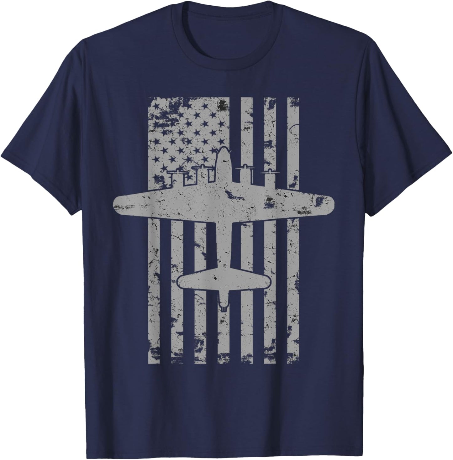 B-17 Flying Fortress WWII Bomber Airplane Pilot T-Shirt - T-Shirt | Navy