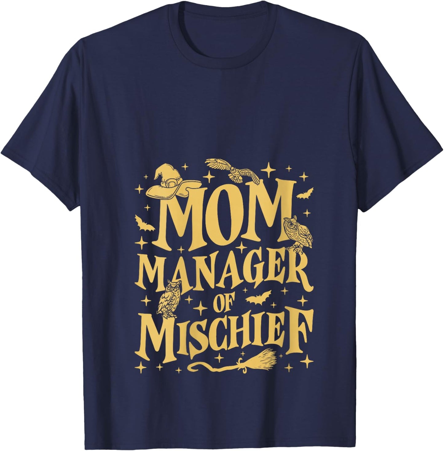 Magical Mom Manager of Mischief Mothers Day Mommy Funny Mama V-Neck T-Shirt - T-Shirt | Navy