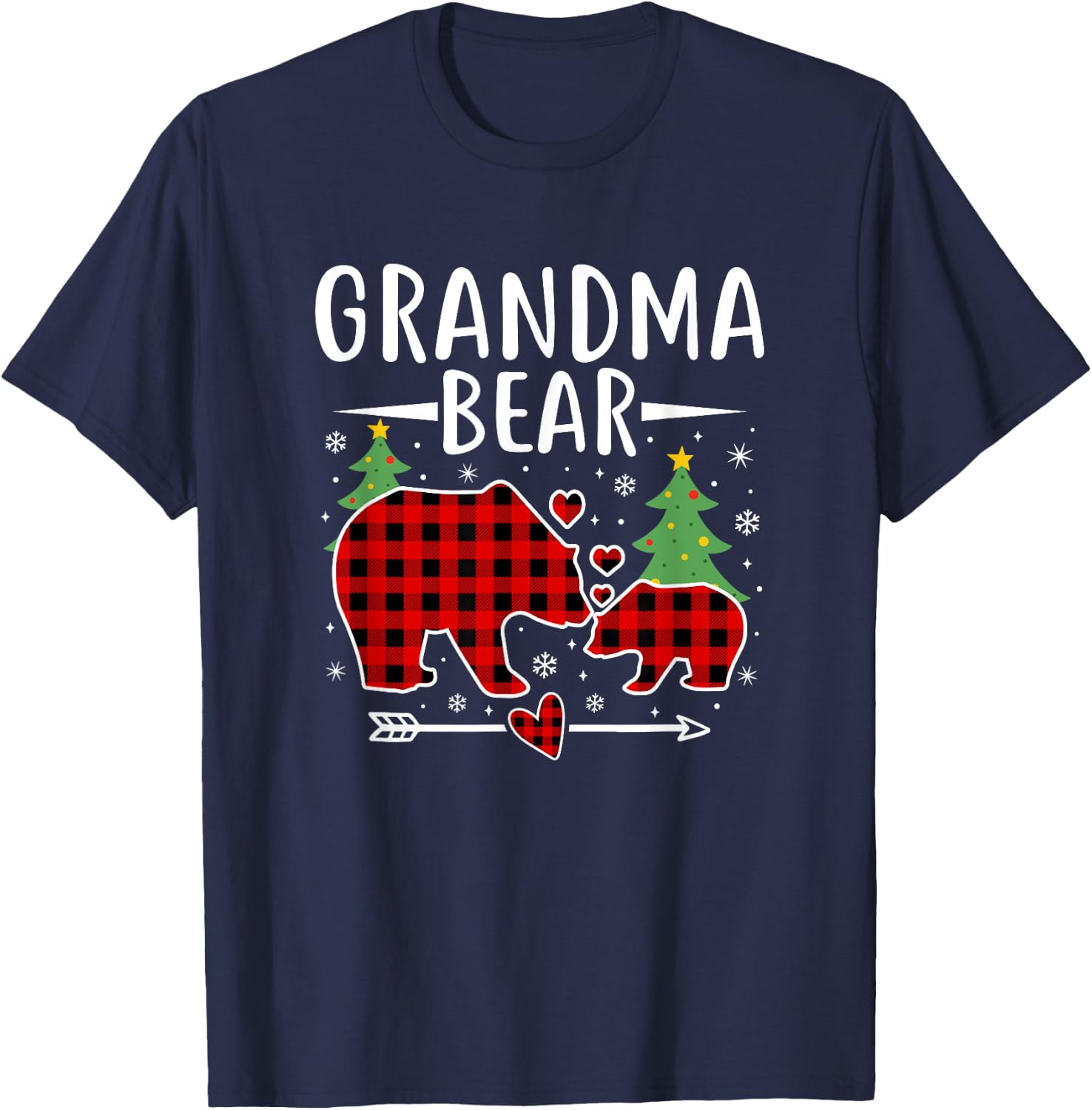 Grandma Bear Christmas Pajama shirt Red Plaid Grandma Bear T-Shirt - T-Shirt | Navy