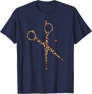 Hair Stylist Hairdresser Cheetah Leopard Scissors Men Women T-Shirt - T-Shirt | Navy