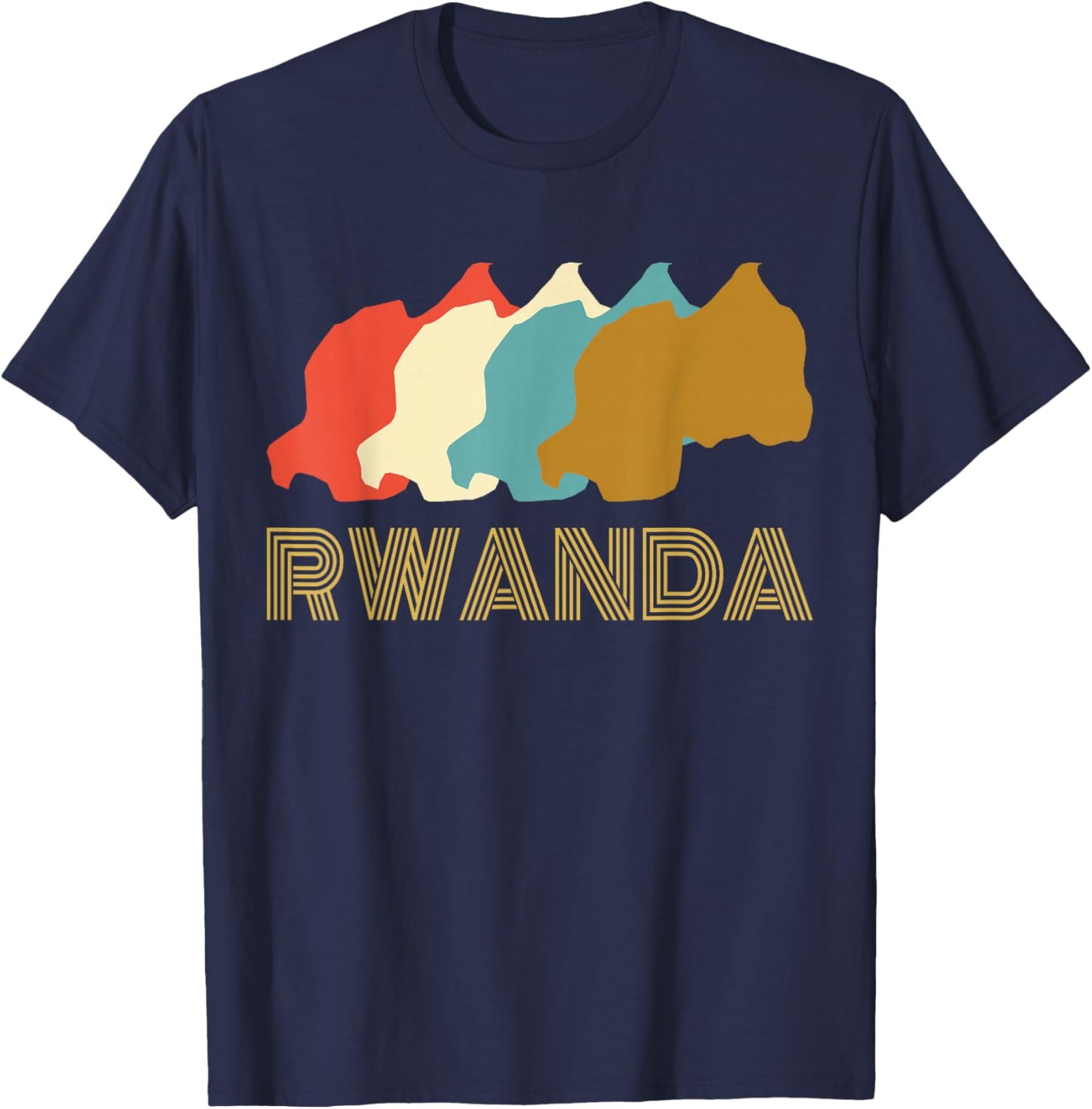 Vintage Rwanda , I Love Rwanda Map Shirt T-Shirt - T-Shirt | Navy