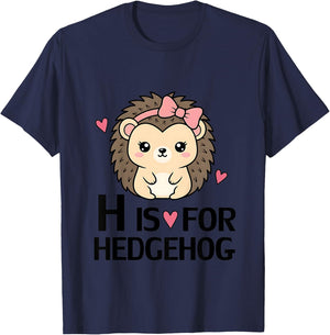 H is for Hedgehog Alphabet T-Shirt - T-Shirt | Navy