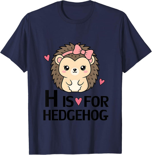 H is for Hedgehog Alphabet T-Shirt - T-Shirt | Navy