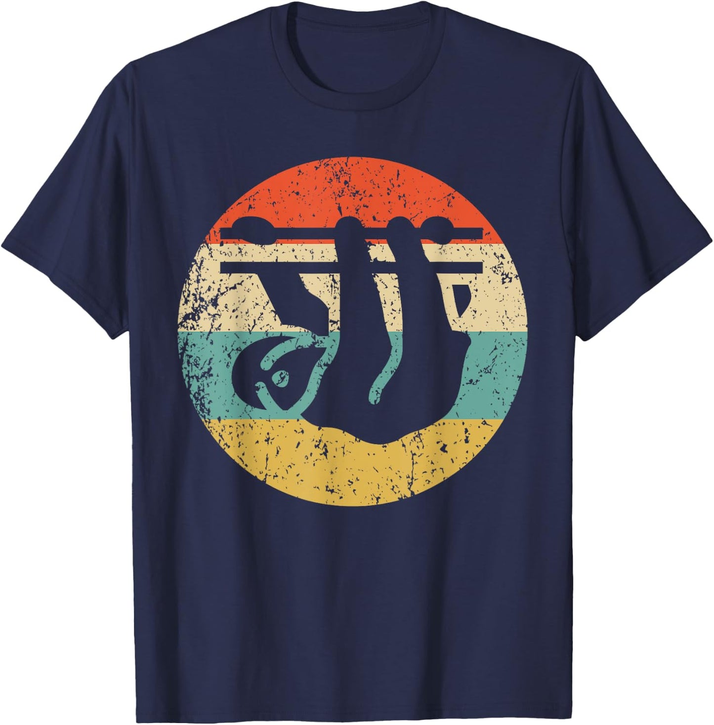 Sloth Retro Style Animal T-Shirt - T-Shirt | Navy